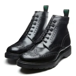 NPS Solovair Black Calf 6 Eye Derby Brogue Boot- Logger Boots|Derby Boots