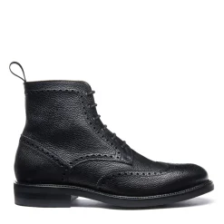 NPS Solovair Black Grain-Calf 6 Eye Derby Brogue Boot- Logger Boots|Derby Boots