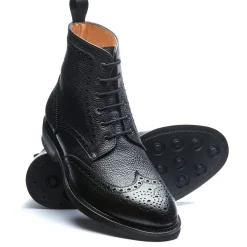 NPS Solovair Black Grain-Calf 6 Eye Derby Brogue Boot- Logger Boots|Derby Boots
