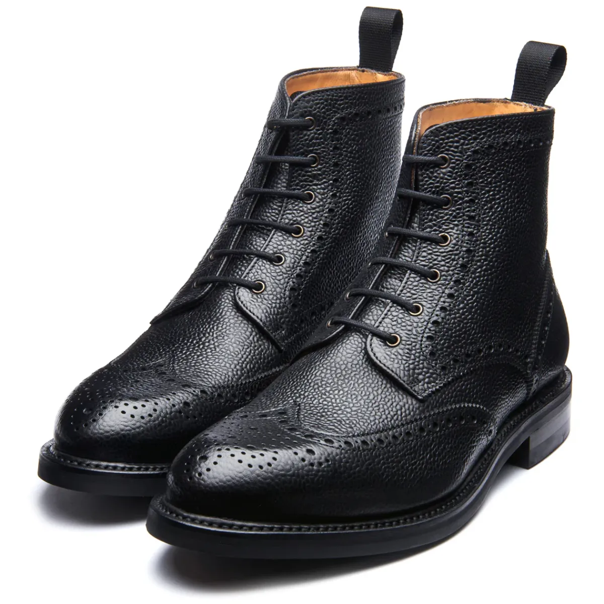 NPS Solovair Black Grain-Calf 6 Eye Derby Brogue Boot- Logger Boots|Derby Boots