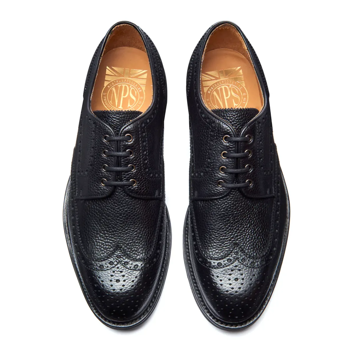 NPS Solovair Black Grain-Calf 4 Eye Gibson Brogue Shoe- Gibson Shoes|Logger Boots