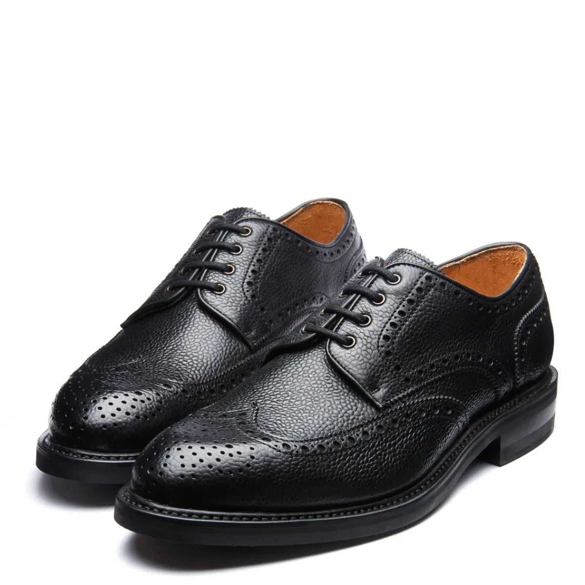 NPS Solovair Black Grain-Calf 4 Eye Gibson Brogue Shoe- Gibson Shoes|Logger Boots