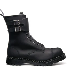 NPS Solovair Black Greasy 10 Eye Steel Toe Capped Zip Twin Strap Derby Boot-Women Zip Boots|Steel Toe Boots