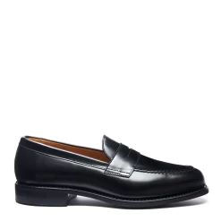NPS Solovair Black Hi Shine Penny Loafer- Loafers|Logger Boots