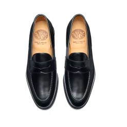 NPS Solovair Black Hi Shine Penny Loafer- Loafers|Logger Boots