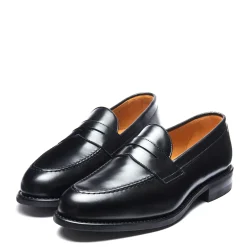 NPS Solovair Black Hi Shine Penny Loafer- Loafers|Logger Boots