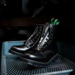 NPS Solovair Black Hi-Shine 8 Eye Derby Boot & Zip Guard- Bundles|Logger Boots