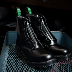 NPS Solovair Black Hi-Shine 8 Eye Derby Boot & Zip Guard- Bundles|Logger Boots
