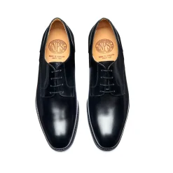 NPS Solovair Black Hi-Shine 4 Eye Gibson Shoe- Gibson Shoes|Logger Boots