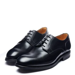 NPS Solovair Black Hi-Shine 4 Eye Gibson Shoe- Gibson Shoes|Logger Boots