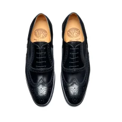 NPS Solovair Black Hi-Shine 5 Eye Oxford Brogue Shoe- Oxford Shoes|Logger Boots