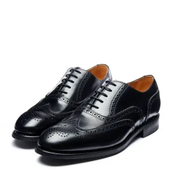 NPS Solovair Black Hi-Shine 5 Eye Oxford Brogue Shoe- Oxford Shoes|Logger Boots