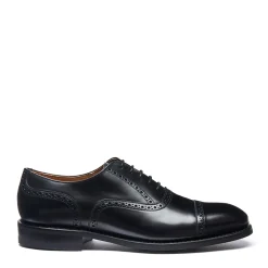 NPS Solovair Black Hi-Shine 5 Eye Oxford Semi-Brogue Shoe- Oxford Shoes|Logger Boots
