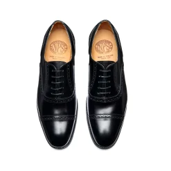 NPS Solovair Black Hi-Shine 5 Eye Oxford Semi-Brogue Shoe- Oxford Shoes|Logger Boots