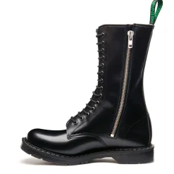 NPS Solovair Black Hi-Shine 14 Eye Zip Derby Boot-Women Zip Boots|Derby Boots