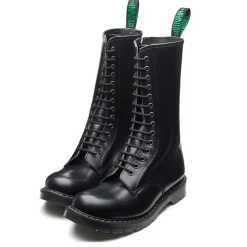 NPS Solovair Black Hi-Shine 14 Eye Zip Derby Boot-Women Zip Boots|Derby Boots