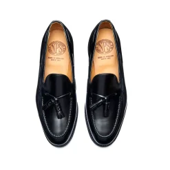 NPS Solovair Black Hi-Shine Tassel Loafer- Loafers|Logger Boots