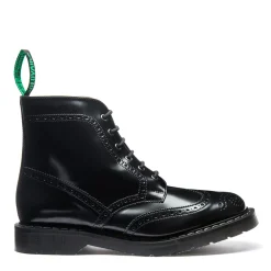 NPS Solovair Black Hi-Shine Vegan 6 Eye Derby Brogue Boot-Women Derby Boots|Brogue Boots