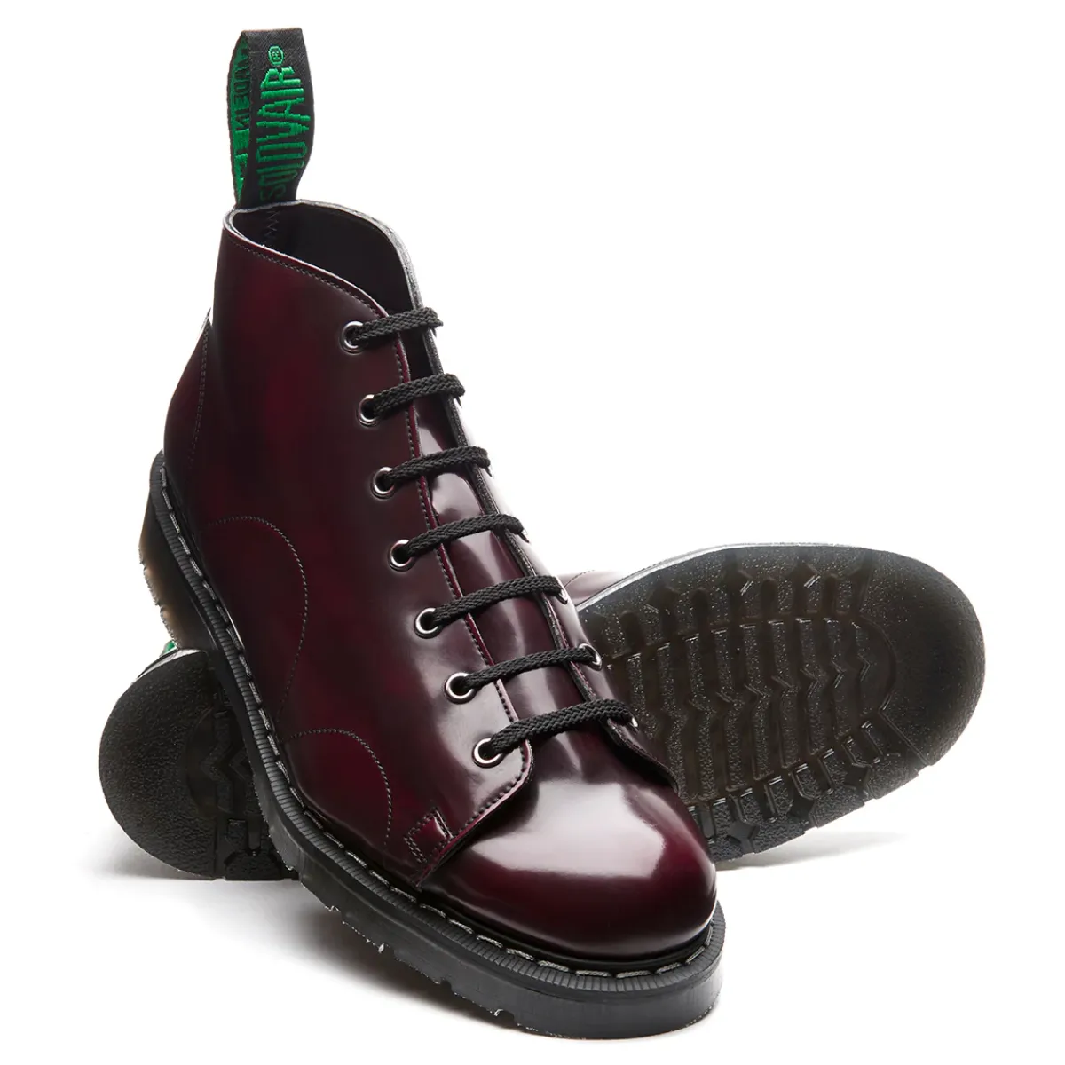 NPS Solovair Cherry Red Rub-Off Vegan Hi-Shine Monkey Boot-Women Monkey Boots|Vegan Boots