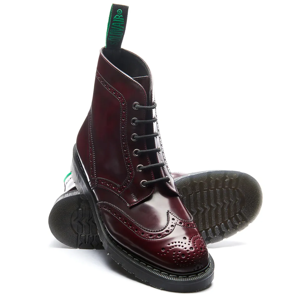 NPS Solovair Cherry Red Rub Off Vegan 6 Eye Derby Brogue Boot-Women Derby Boots|Vegan Boots