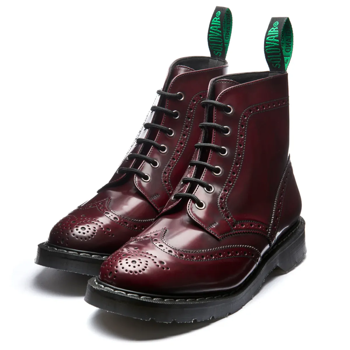 NPS Solovair Cherry Red Rub Off Vegan 6 Eye Derby Brogue Boot-Women Derby Boots|Vegan Boots