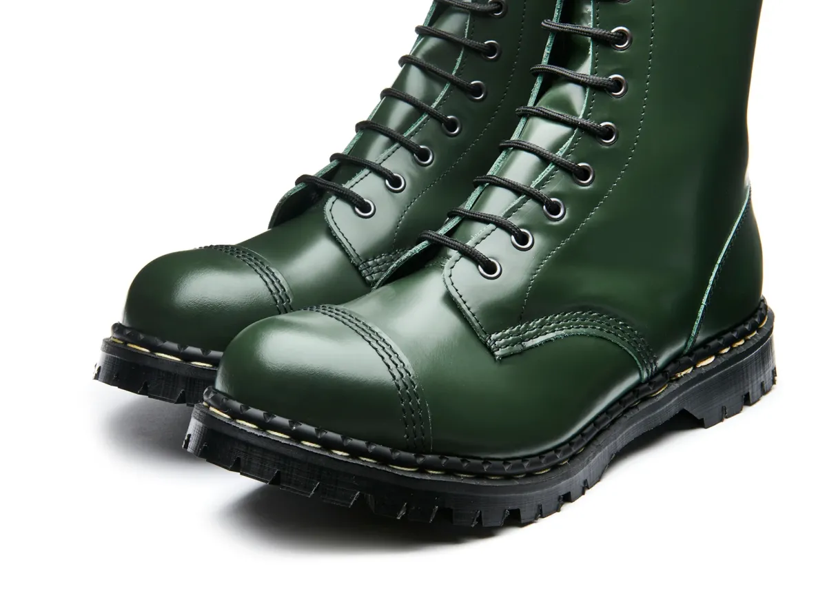 NPS Solovair Green Hi Shine 10 Eye Steel Toe Capped Derby Boot-Women Steel Toe Boots|Derby Boots