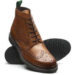 NPS Solovair Tan Calf 6 Eye Derby Brogue Boot- Logger Boots|Brogue Boots