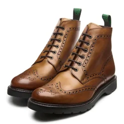 NPS Solovair Tan Calf 6 Eye Derby Brogue Boot- Logger Boots|Brogue Boots
