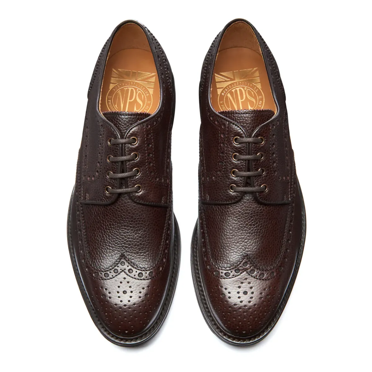 NPS Solovair Walnut Brown Grain-Calf 4 Eye Gibson Brogue Shoe- Gibson Shoes|Logger Boots