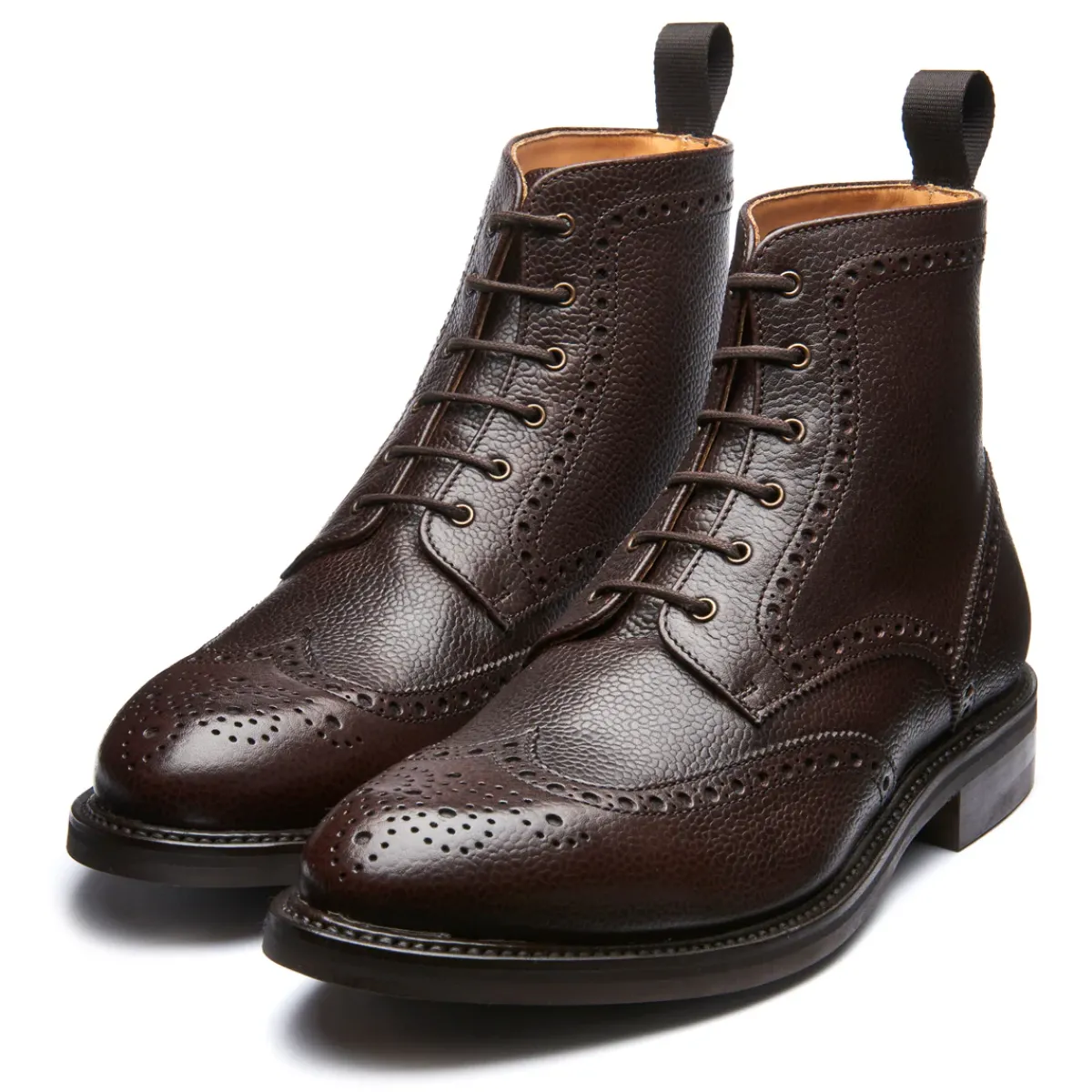 NPS Solovair Walnut Brown Grain-Calf 6 Eye Derby Brogue Boot- Derby Boots|Brogue Boots
